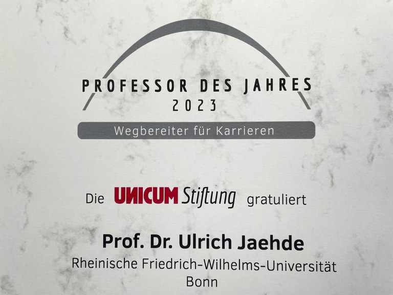 Urkunde Prof. Jaehde